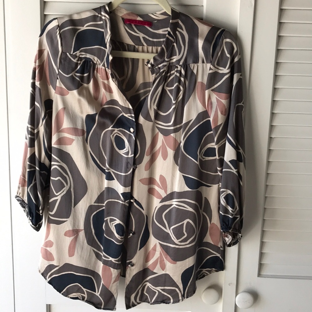 3/4 sleeve silk blouse